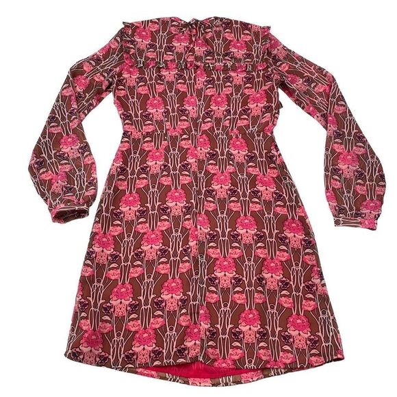 Topshop Pink Floral Dress Ruffles 6 Valentines Day - Picture 2 of 6